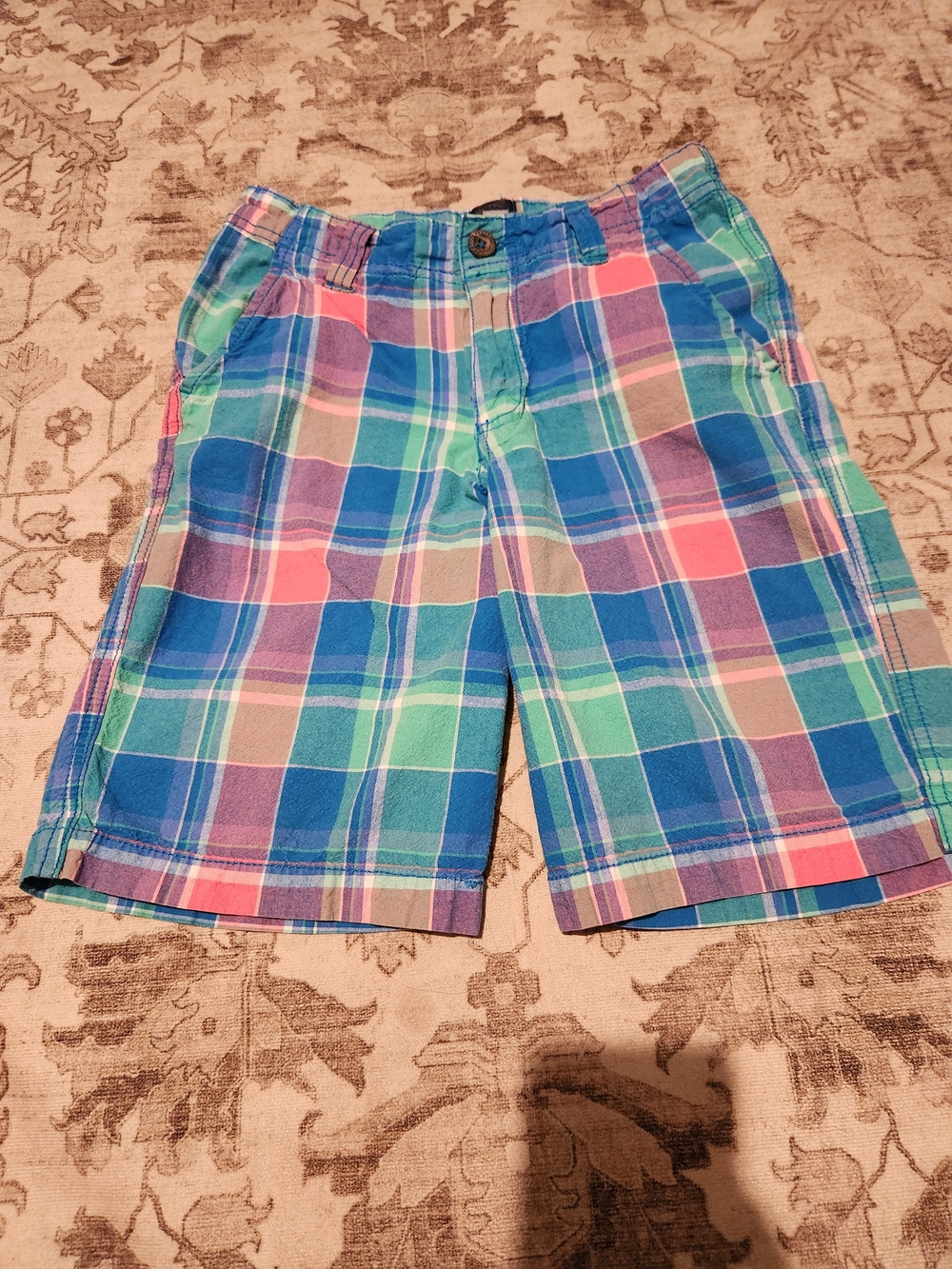 J. Khaki Plaid Shorts - Blue, Teal & Pink
